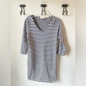 Amour Vert for Anthropologie, S, navy and gray half sleeve bodycon mini dress
